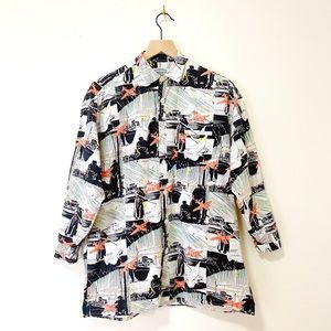 Vintage Unique Novelty Print Shirt Made in France